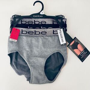 NWT Gorgeous bebe S 3 Pack Seamless Shaping Firm Control Briefs Grey, Black, Tan
